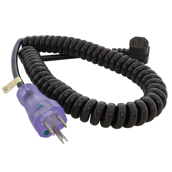 Ac Works UP to 6.5ft 10A 18/3 Coiled Medical Grade Power Cord with Right C13 Connector - MDC515RC13-V1