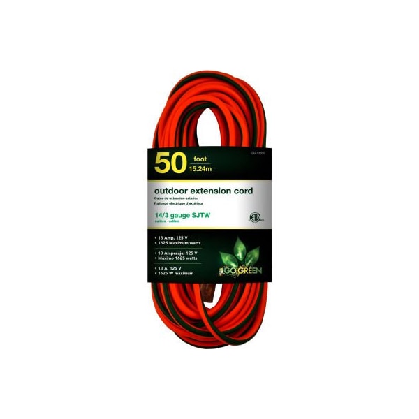 Gogreen Extension Cord, 14 AWG, Outdoor, 14/3, 50 ft - GG-13850