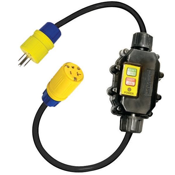 Ericson Inline GFCI GFCI Extension Cord, 12 AWG, 12/3, 2 Outlets, 5-15R, Black, L5-20P, 2 ft - XG2-12-2G-LKG