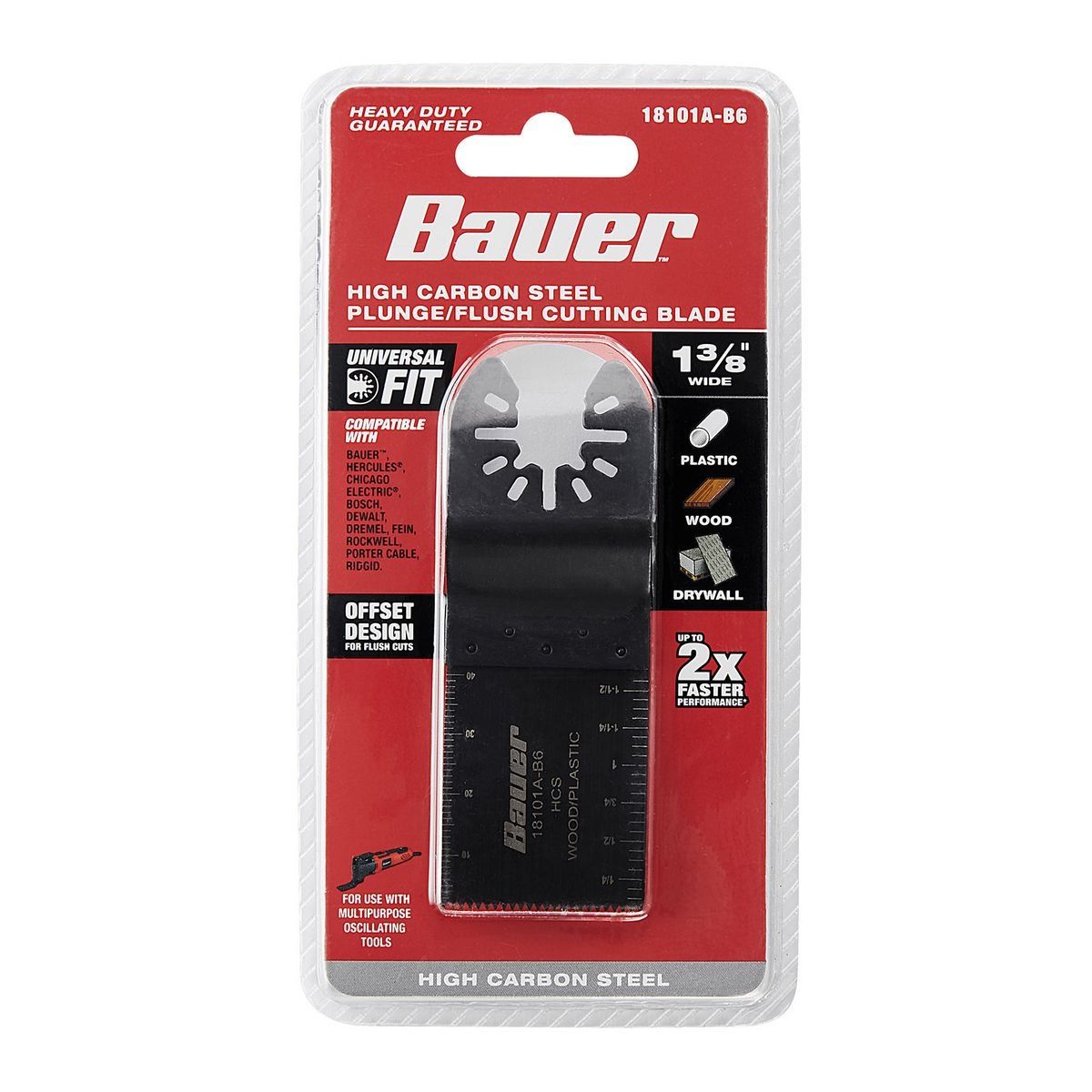 Cuchilla de corte en pico/plano de acero al alto carbono de 1-3/8 pulgadas para herramientas múltiples oscilantes de Bauer - 64949
