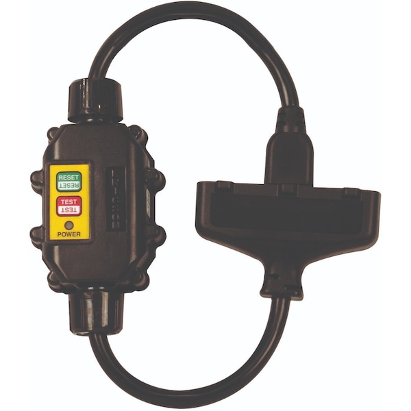 Ericson Inline GFCI GFCI Extension Cord, 12 AWG, 12/3, Black, 5-15P, 2 ft - XG2-12-2G-MR-15