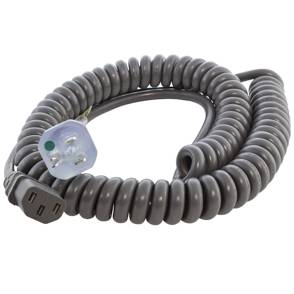 Ac Works Up to 10ft 10A 18/3 Coiled Medical Grade Power Cord with C13 Connector - MDC515C13-V1