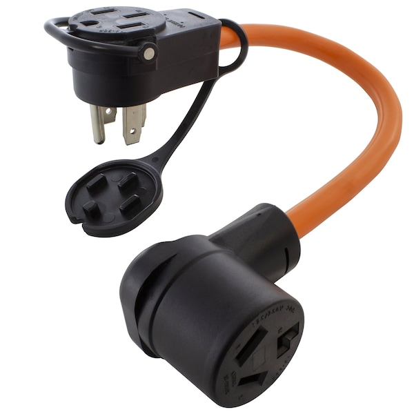 Ac Works 1.5FT 50A 14-50 Piggy-Back Plug with 10-30R Connector Adapter Cord - PB14501030