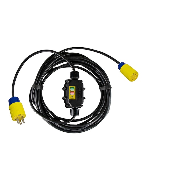 Ericson Inline GFCI GFCI Extension Cord, 12 AWG, 12/3, 2 Outlets, 5-15R, Black, 5-20P, 10 ft - XG2-12-10G