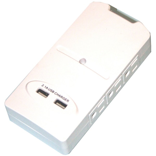 Quest Technology International Three-Sided Wall Surge Tap, 6-Outlets W/ 2 Usb Ports, Etl - EPD-0926