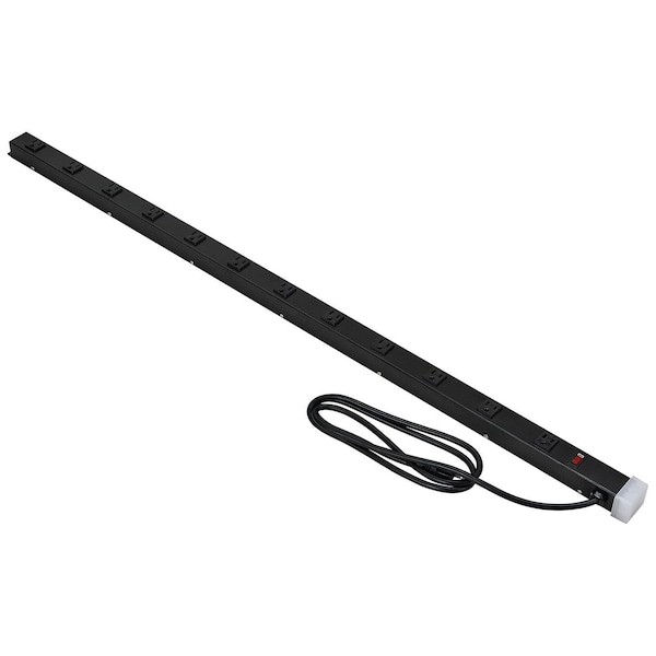 Global Industrial 12-Outlet 48 Power Strip, 9' Cord 14/3 Lighted Switch, 15A, 1875W, ETL - 500798