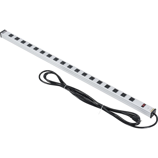 Global Industrial 48 18 Outlet Aluminum Power Strip with 15-ft Cord ETL/cETL - 500890