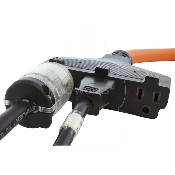 Ac Works 25ft L5-30P 30 Amp 3-Prong Generator Locking Plug to Household Tri-Outlets - L530W515-025