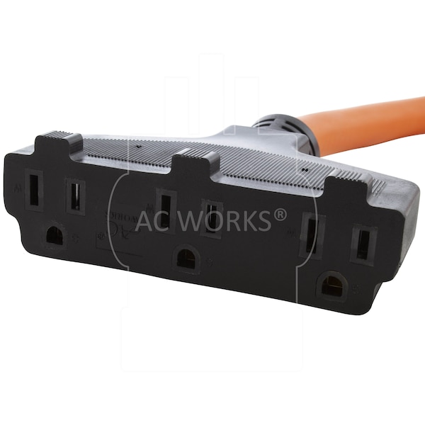 Ac Works 25ft L5-30P 30 Amp 3-Prong Generator Locking Plug to Household Tri-Outlets - L530W515-025