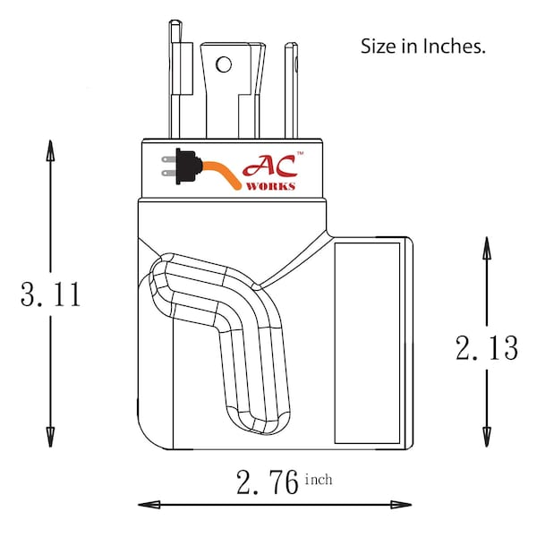 Ac Works 30A 4-Prong L14-30P Locking Plug to 10-50R 50A 125/250Volt Welder Adapter - WDL14301050
