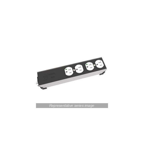 Hammond Medical in. 15A H.D. 8 Outlet Strip, 12 ft. cord, Outlets Front, Black - 1584T8DH