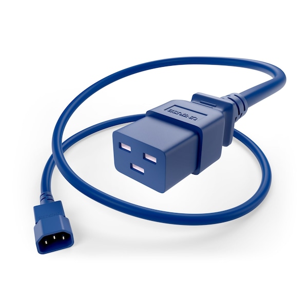 Unirise Usa Power Cord C14-C19 15Amp 250V Sjt 14/3 A - PWCD-C14C19-15A-04F-BLU