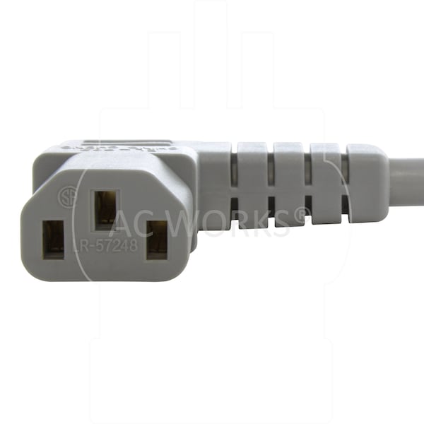 Ac Works 20ft 14/3 15A Medical Grade Power Cord With Left Angle IEC C13 Connector - MD15ALC13-240