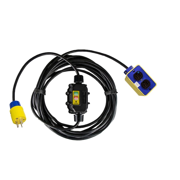Ericson Inline GFCI GFCI Extension Cord, 12 AWG, 12/3, 5-20R, Black, 5-20P, 50 ft - XG2-12-50B