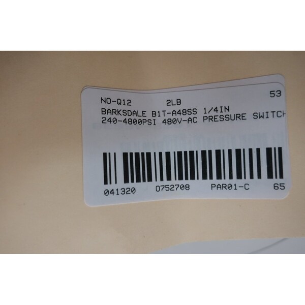 Interruptor de presión Barksdale 1/4 pulgadas 240-4800 psi 480V-CA - B1T-A48SS