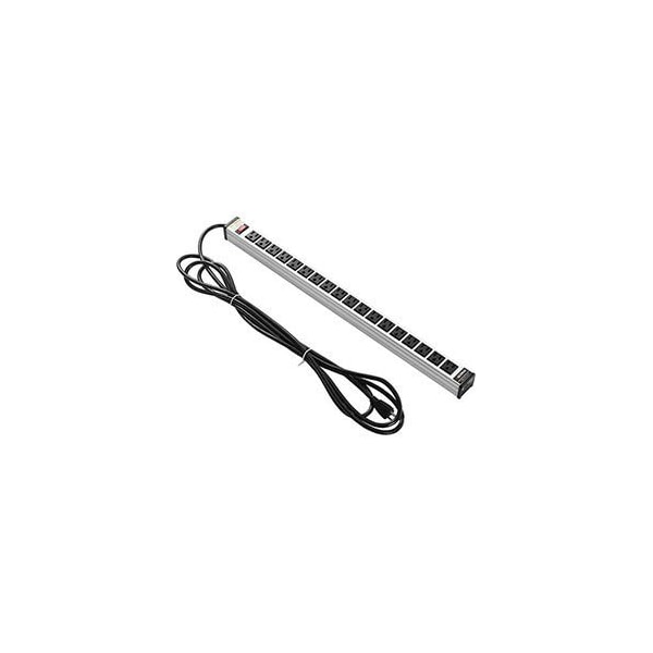 Global Industrial 24 18 Outlet Aluminum Power Strip, 15' Cord - 501789