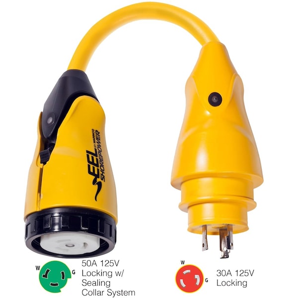 Marinco P30-503 EEL 50A-125V Female to 30A-125V Male Pigtail Adapter - - P30-503