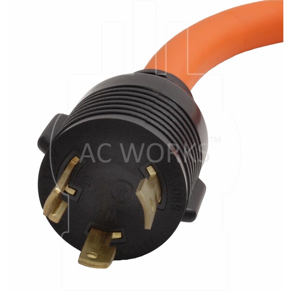 Ac Works 1.5ft L5-30P 30 Amp 3-Prong Generator Locking Plug to Household Tri-Outlets - L530W515-018