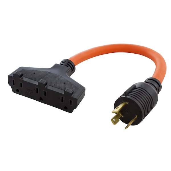 Ac Works 1.5ft L5-30P 30 Amp 3-Prong Generator Locking Plug to Household Tri-Outlets - L530W515-018
