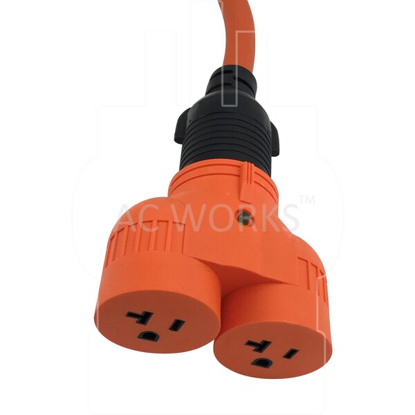 Ac Works Adapter L14-20P 20A 4-Prong Plug to 2 15/20A Household Connectors - ADVL1420520
