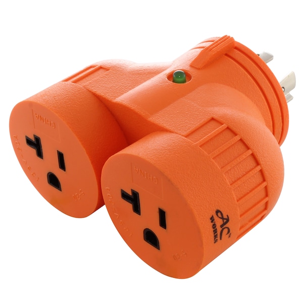 Ac Works Adapter L14-20P 20A 4-Prong Plug to 2 15/20A Household Connectors - ADVL1420520