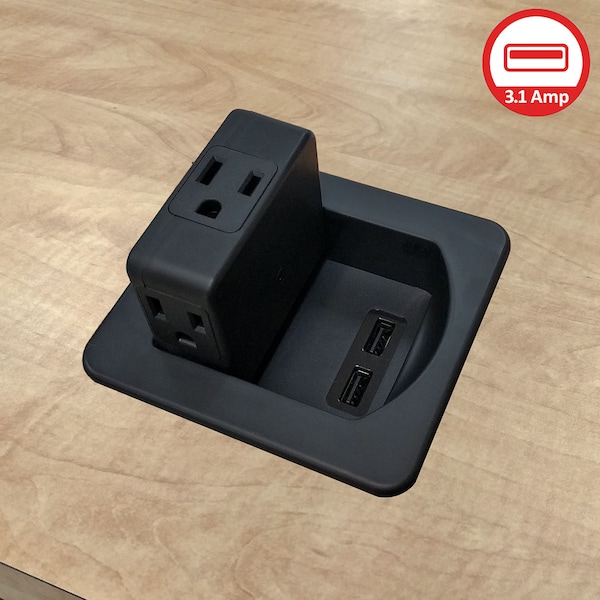 Electriduct Flip Top MINI In-Desk Power Centers - PDC-SW-GMPT-MINI-3P2U