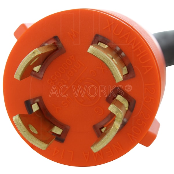 Ac Works 1.5ft 30A 4-Prong 125/250V L14-30P Plug to L14-20R 20A 4-Prong 125/250V Connector - L1430L1420-018