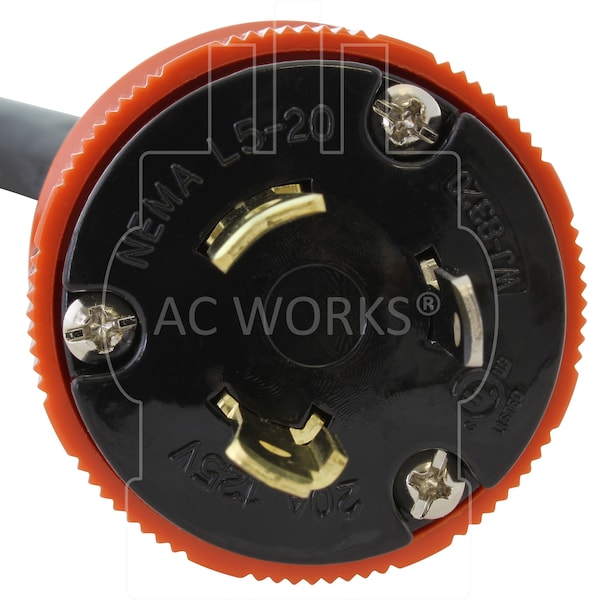 Ac Works 1.5FT 20A L5-20 Plug to L5-30R 30A 125V 3-Prong Connector - L520L530-018