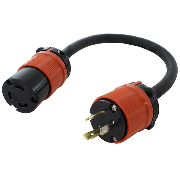 Ac Works 1.5FT 20A L5-20 Plug to L5-30R 30A 125V 3-Prong Connector - L520L530-018