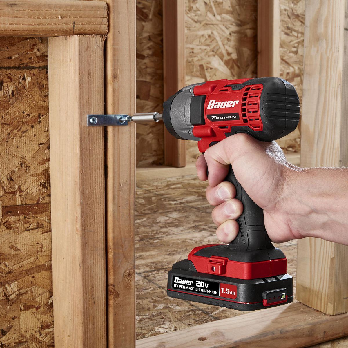 Kit de controlador de impacto compacto hexagonal inalámbrico Bauer de 20V con batería de 1.5Ah y cargador - 64755.