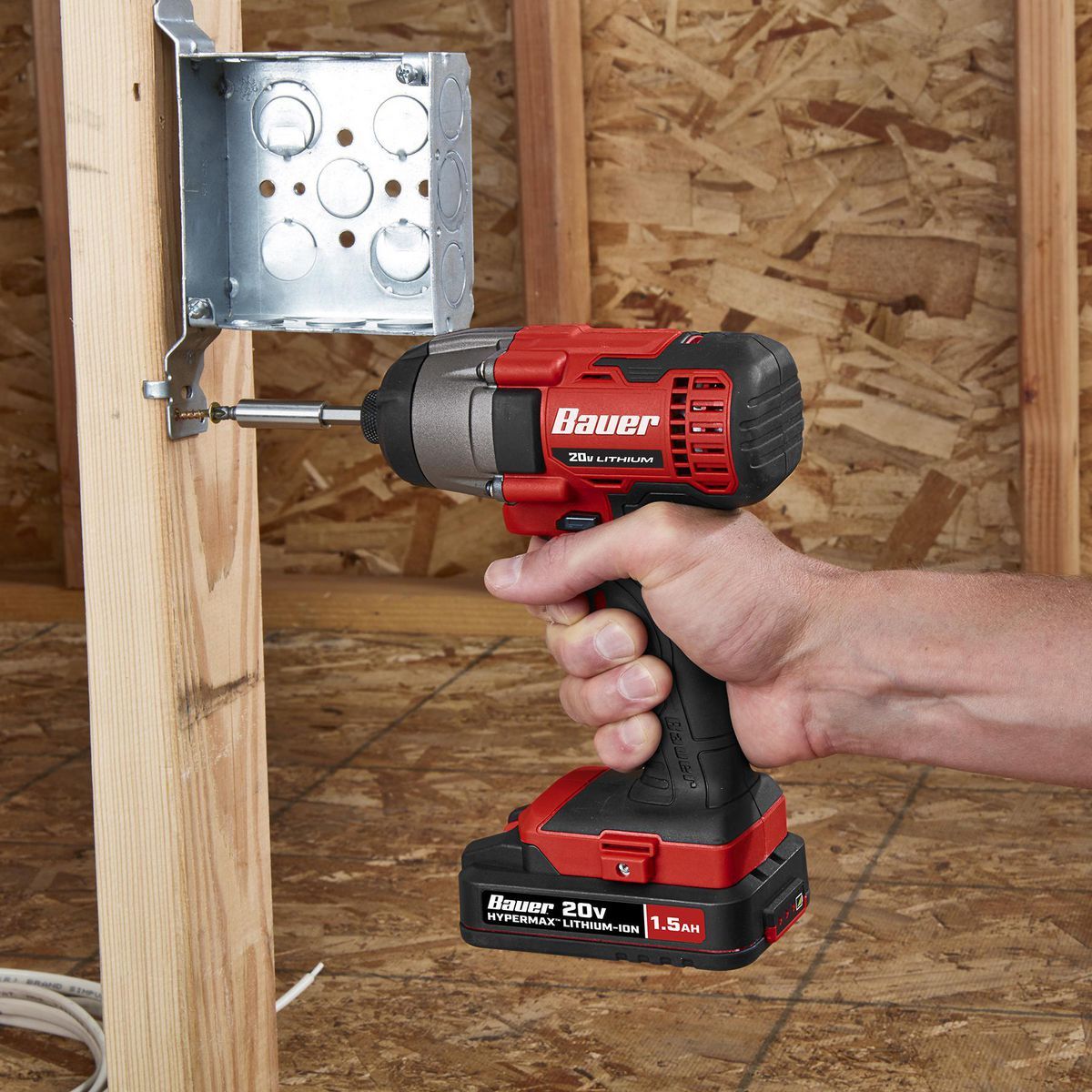 Kit de controlador de impacto compacto hexagonal inalámbrico Bauer de 20V con batería de 1.5Ah y cargador - 64755.
