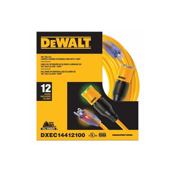 Century Wire & Cable SJTW Locking Extension Cord, 12 AWG, 12/3, 100 ft - DXEC14412100