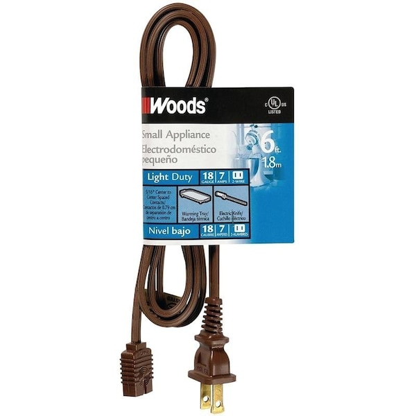 Cci 0 Extension Cord, 6 ft L, 6 A, 125 V, Brown - 295