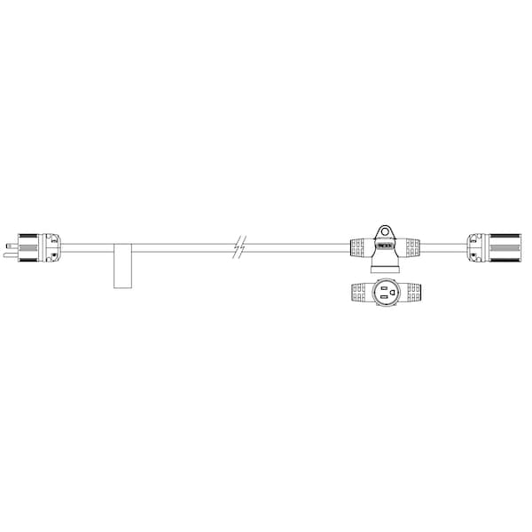 Ericson SJTW; Stringer Extension Cord, 14 AWG, Indoor, 14/3, 2 Outlets, 5-15C, Black, 5-15P, 50 ft - PS14350-1