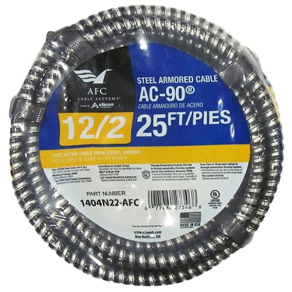 Afc Cable Systems Metal Clad Building Cable, Aluminum, 12 AWG, 25 ft - 536797
