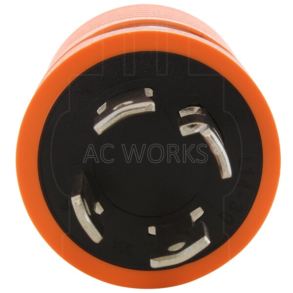 Ac Works 30A 125/250V NEMA L14-30P Locking Plug to L6-30R 30A 250V Locking Connector - ADL1430L630