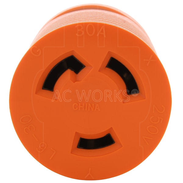 Ac Works 30A 125/250V NEMA L14-30P Locking Plug to L6-30R 30A 250V Locking Connector - ADL1430L630
