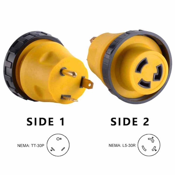 Superior Electric 30 Amp Male NEMA TT-30P to 30 Amp Female NEMA L5-30R Locking Adapter - RVA1513L