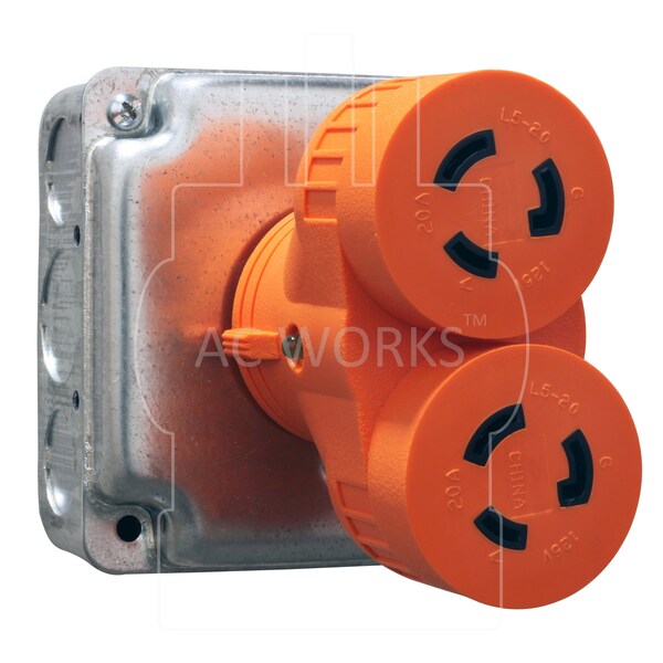 Ac Works Adapter NEMA L14-20P 20A 4-Prong Plug to 2 20A L5-20R Connectors - ADVL1420L520