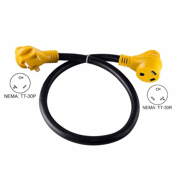 Superior Electric 50 ft. 30 Amp NEMA TT-30R RV Extension Cord Plug NEMA TT-30P W/Handle - RVA1528