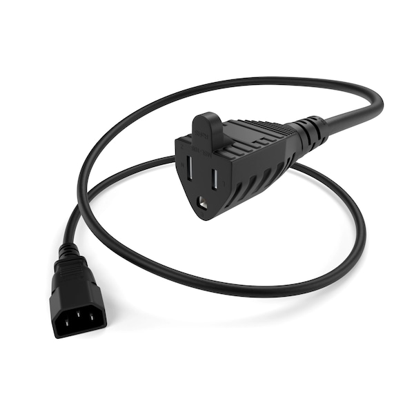 Unirise Usa 6Ft Power Cord 5/15R-C14 10Amp Black - PWCD-515RC14-10A-06F-BLK