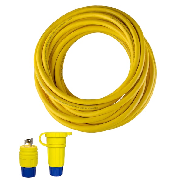 Ericson SOW Extension Cord, 16 AWG, 16/3, 2 Outlets, L7-15C, Yellow, L7-15P, 25 ft - 1524PW6P163A