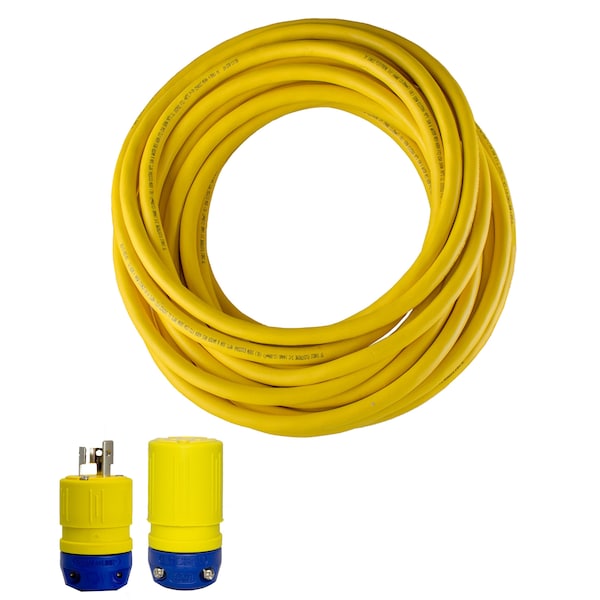 Ericson SOW Extension Cord, 16 AWG, 16/3, 1 Outlets, L7-15C, Yellow, L7-15P, 25 ft - 1524P163A