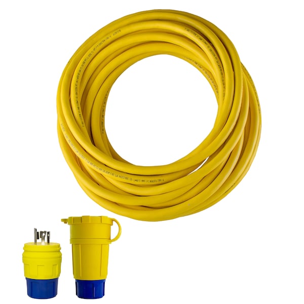 Ericson SOW Extension Cord, 10 AWG, 10/3, 1 Outlets, L5-20C, Yellow, L5-20P, 50 ft - 2310PW6P103B
