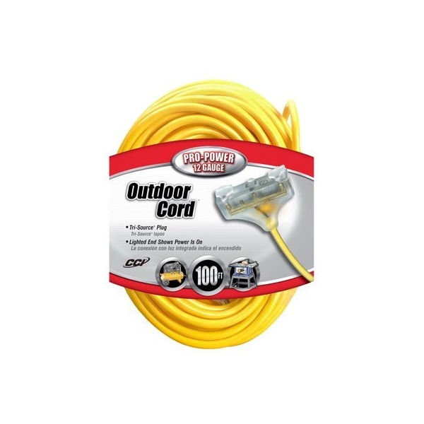 Southwire SJTWA Extension Cord, 12 AWG, Outdoor, 12/3, 3 Outlets, 100 ft - 4189