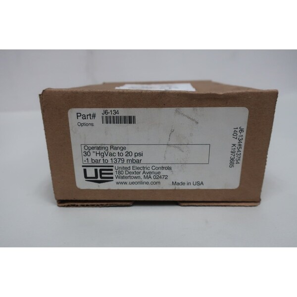 Interruptor de presión Ue United Electric 20PSI 30In-Hg 480V-AC - J6-134