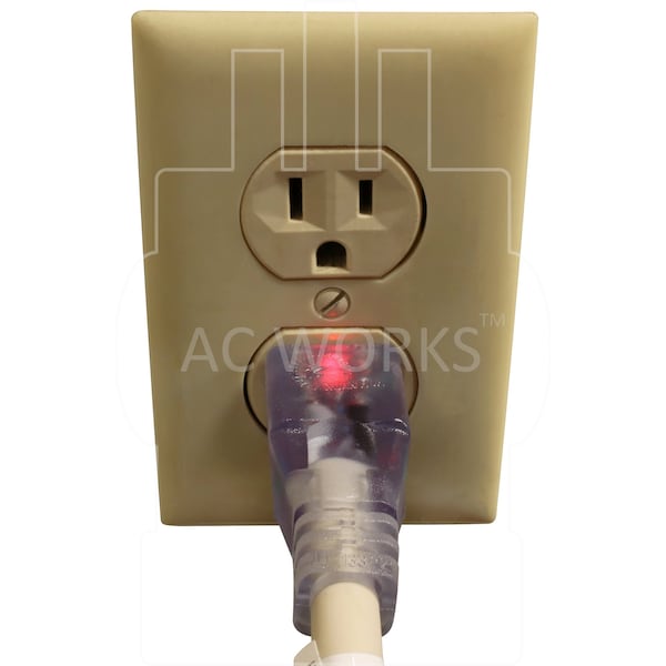 Ac Works 5FT 15 Amp 12/3 Power Strip Cord with Power indicator and Green Dot Plug - S515B515-060