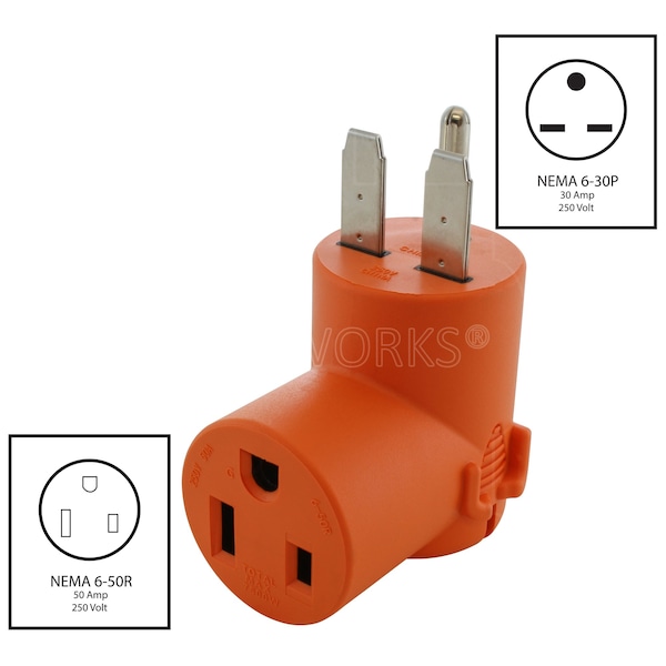 Ac Works NEMA 6-30 3-Prong Commercial HVAC Plug to 6-50 Welder Adapter - WD630650