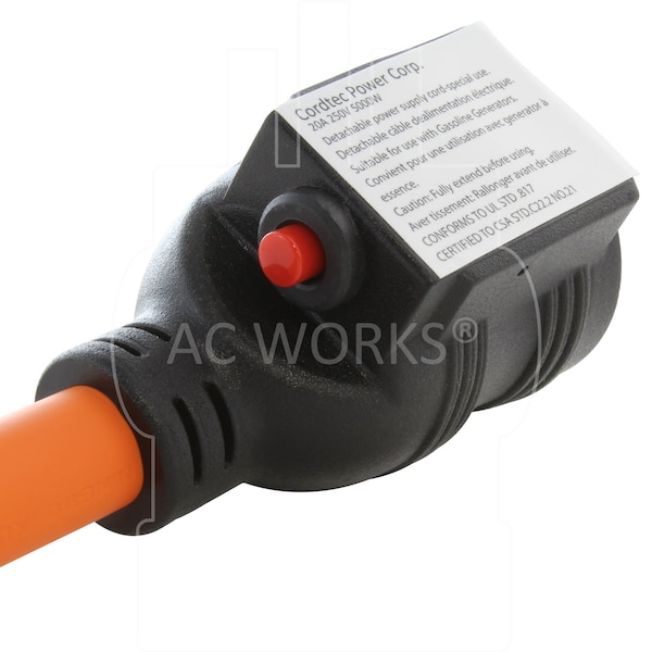 Ac Works 1.5FT 50A CS6365/ SS2-50P Locking Plug to NEMA 6-20R 15/20A 250V Outlet with 20A Breaker - SS2CB620
