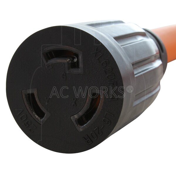 Ac Works 1.5FT 6-50P 50A Welder Plug to L6-20R 20A 250V Locking Outlet - S650L620-012